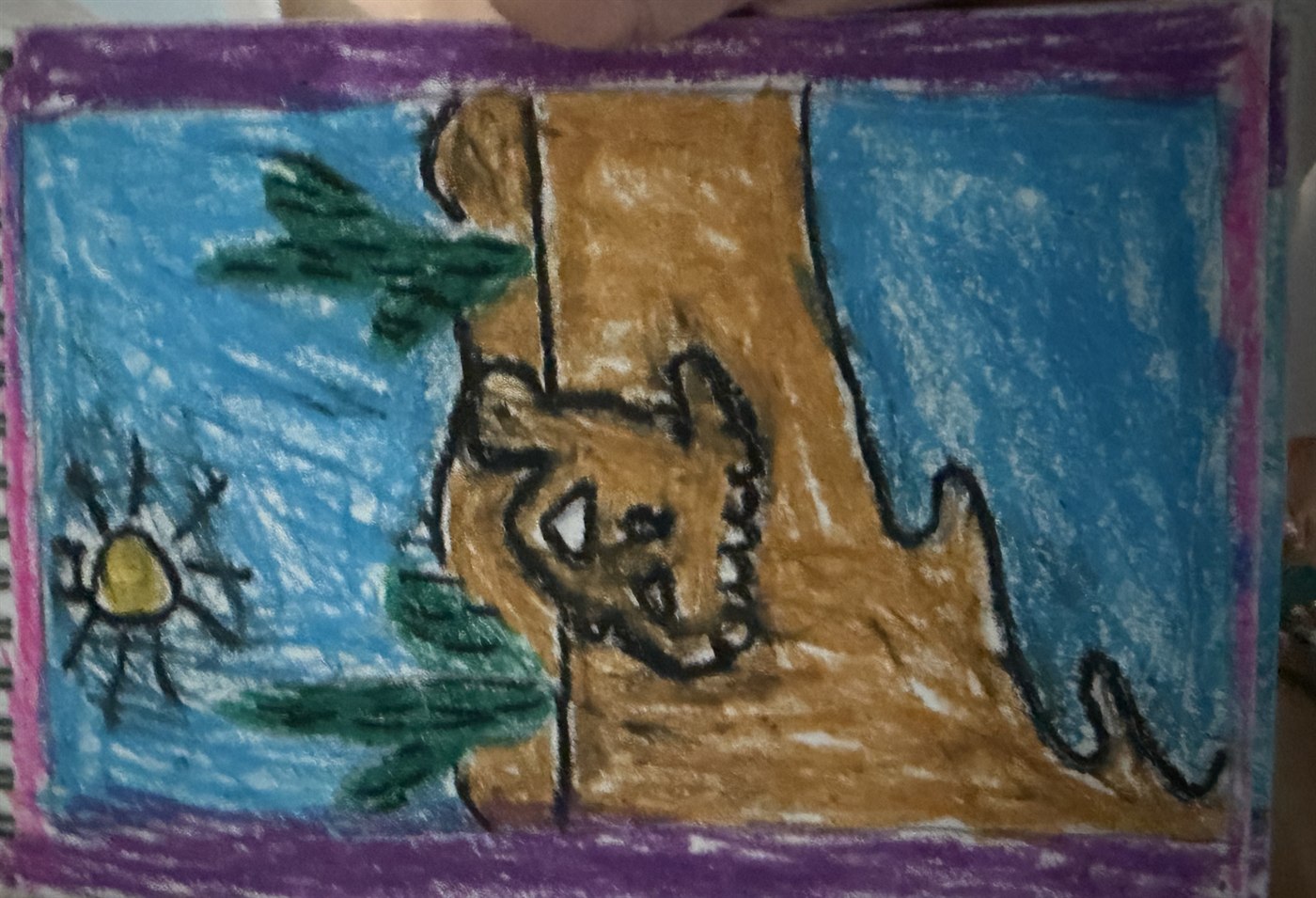 A camel in the desert — crayon drawing by Aahana, used as the drawing example